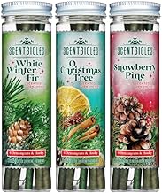 Scentsicles White Winter Fir, O Christmas Tree and Snowberry Pine Scented Ornaments Holiday Three Pack with Hooks (3 Bottles with 6 Sticks Each)
