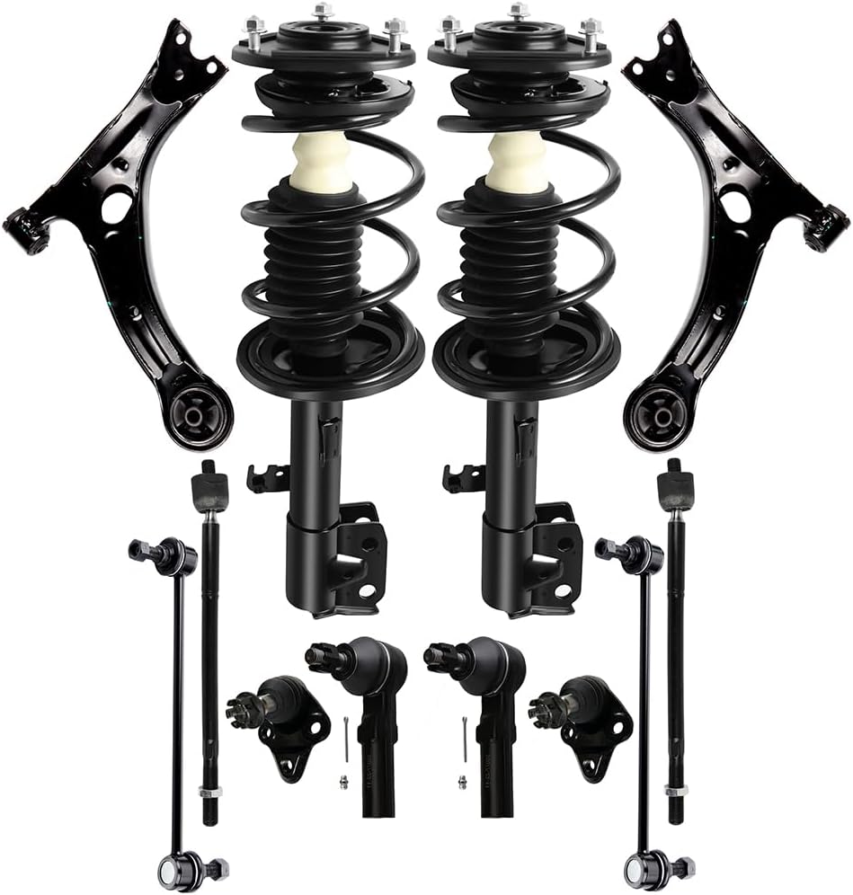 Struts Shock suspension kit for 2009 2010 2011 2012 2013 for Toyota Corolla 2011 2012 2013 for Toyota Matrix Front Complete Strut Assembly,Ball Joint,Control Arm,Stabilizer Bar Link 12 Pcs