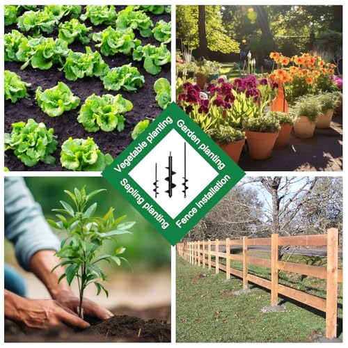 Garden Auger Drill Bit Set for Planting, 4.6x37cm/8x30cm/4x22cm, Bulb Post Hole Digger with 3/8" Hex Drive 6 Garden Auger Drill Bit Set for Planting, 4.6x37cm/8x30cm/4x22cm, Bulb Post Hole Digger with 3/8" Hex Drive - Image 6