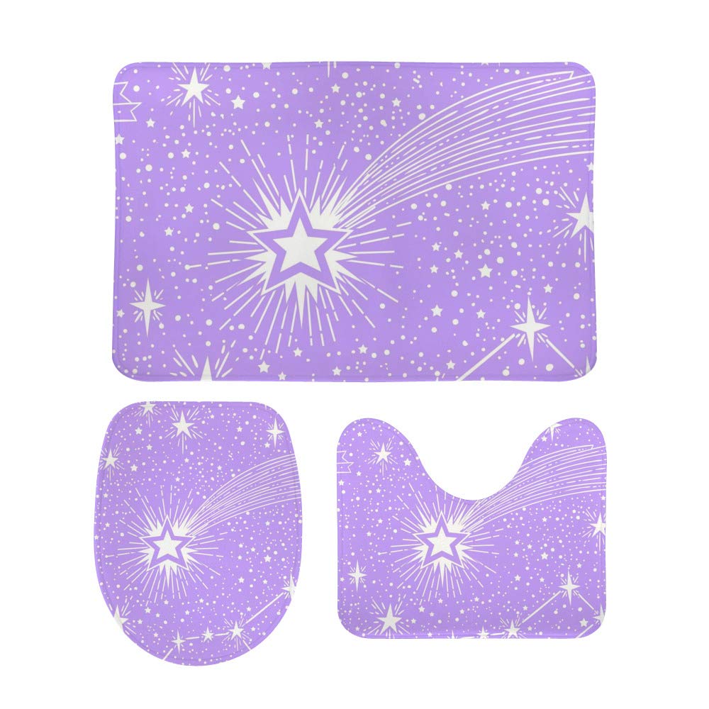 Tapis de salle de bain violet CHEHONG en mousse à mémoire de forme lot de 3