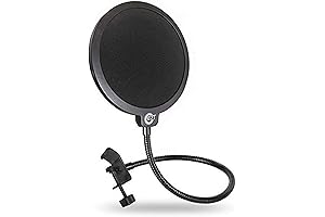 EJT Pop Filter for Mic, Microphone Isolation Shield, Dual Layered Pop Wind Screen