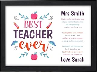 Personalised Teacher Gift - Best Teacher Ever Thank You Gifts for School Teacher - End of School Term Gifts for Teachers - ANY NAME - Teacher Appreciation - Christmas Gifts for Teachers