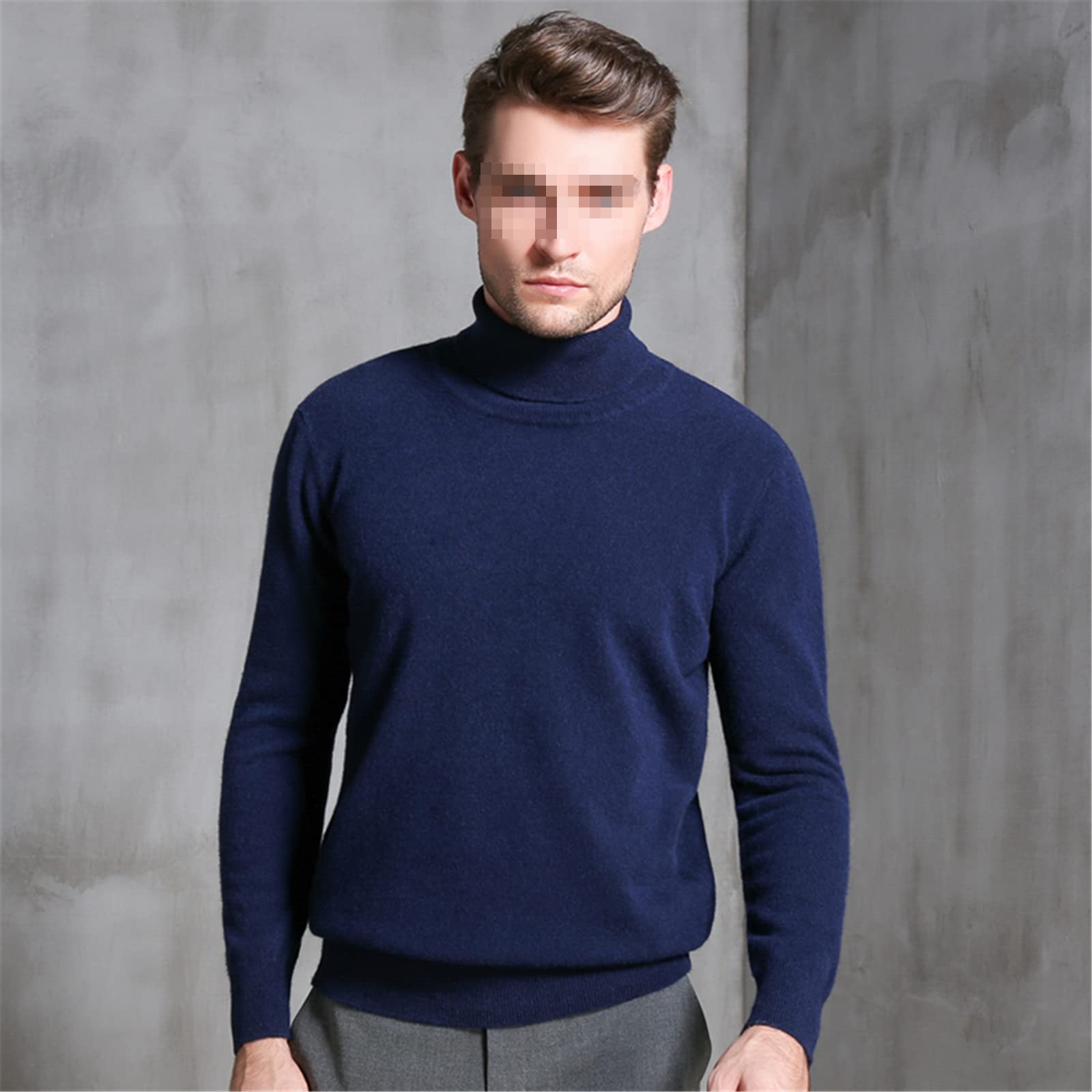 Vogrtcc Suéter de los hombres Suéter de punto de lana Jersey de invierno Cuello alto grueso Tops básicos, como en la imagen3, L