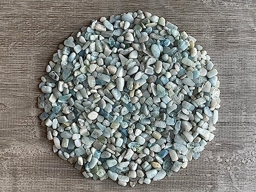 Aquamarine Chips – Natural Mini Aquamarine Stones, Crushed Undrilled Aquamarine, Semi-Tumbled Genuine Aquamarine (1/2 lb)