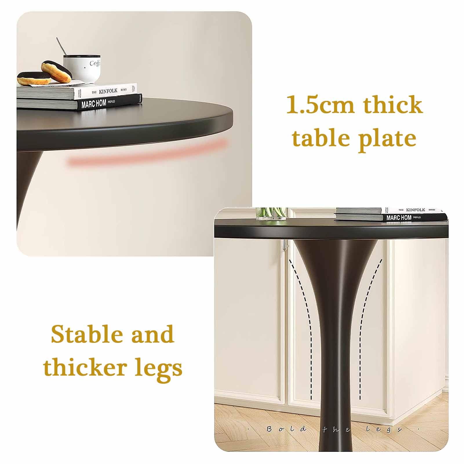 Tavolo da pranzo rotondo per 2-6 persone, con piano nero e gambe in metallo, tavolino slish per sala da pranzo, cucina, caffetteria, design salvaspazio, moderno in pelliccia