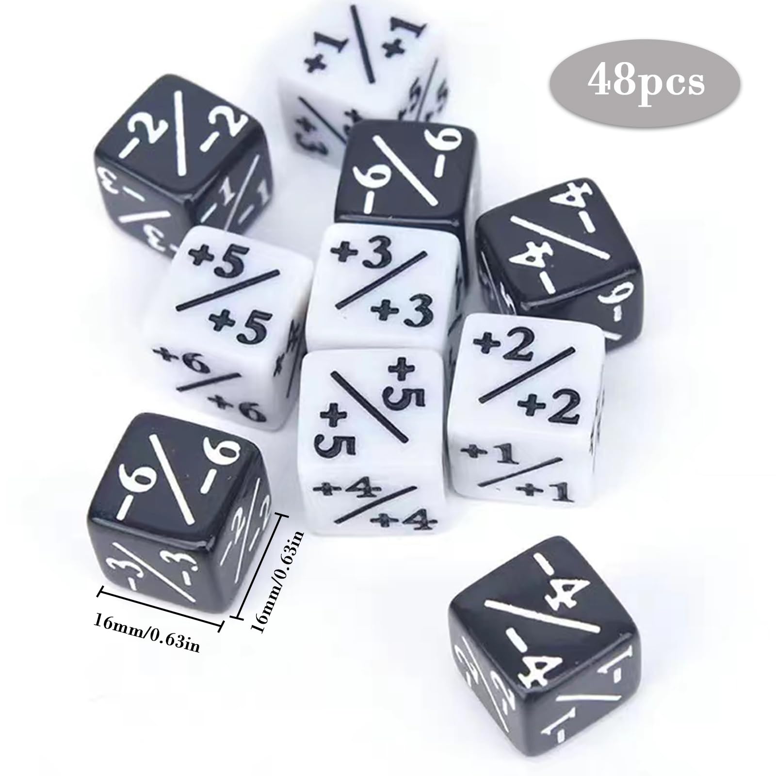 WnlahuWA 48 Pieces Cube Counter, MTG Dice, Magic Dice, Token Dice, D6 Dice, Dice Counter with Storage Bags, Compatible with MTG, CCG, Card Game Accessories (Black and White) - Image 3