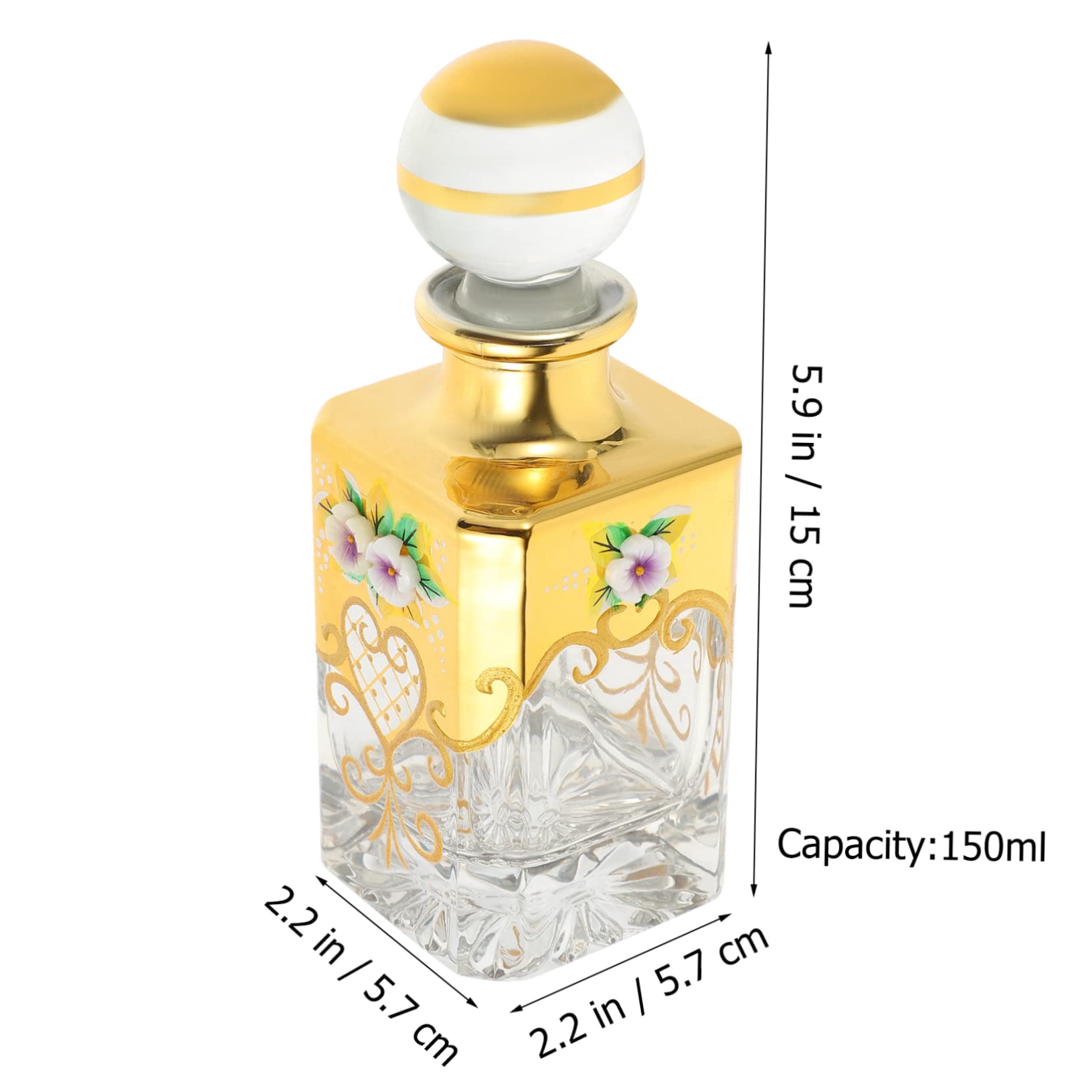 POPETPOP Dekorativer Parfümflakon 150ml aus Glas, Leer und Wiederbefüllbar | Klassisch, Stilvoll und Retro, Elegantes Design mit Luftdichtheit, zur Aufbewahrung