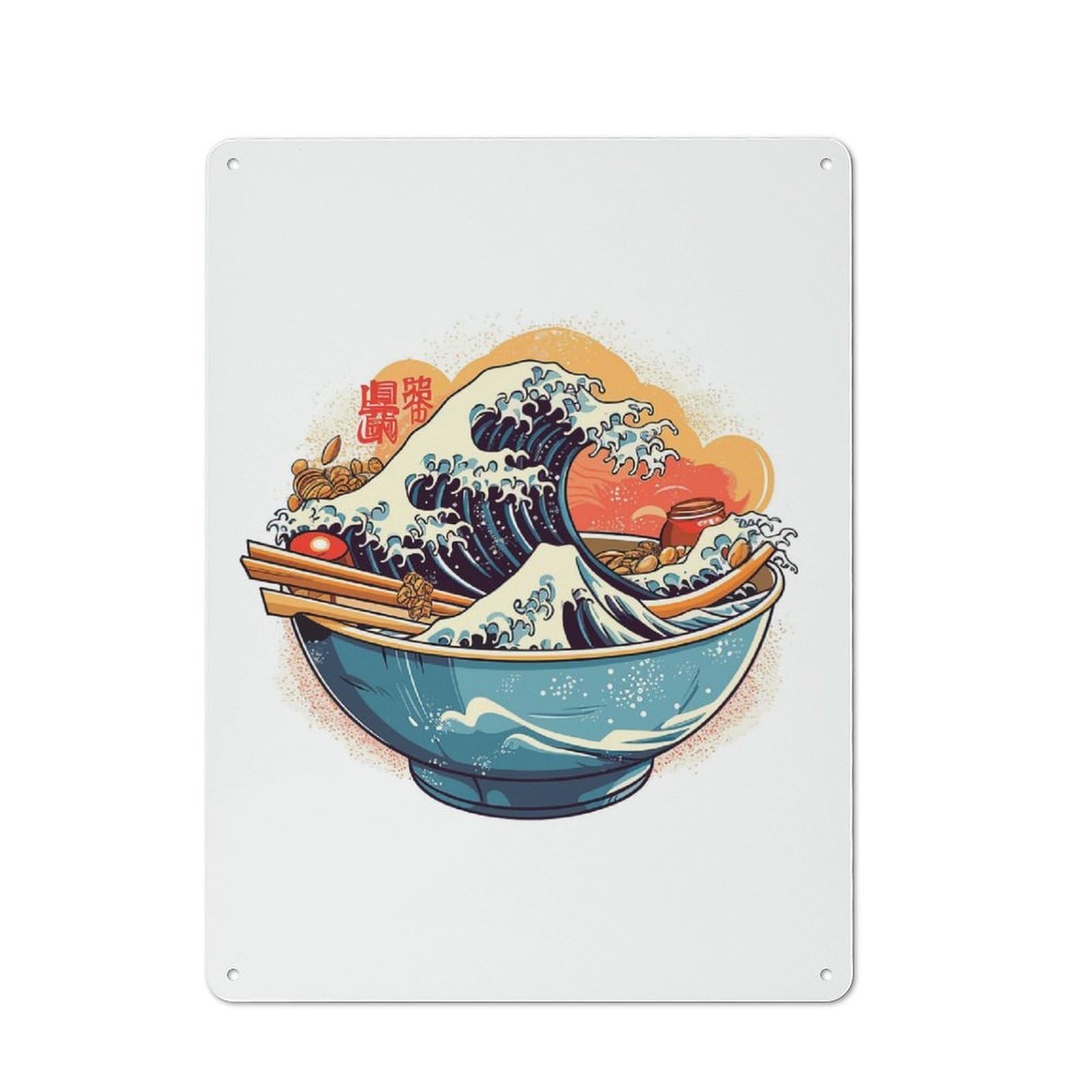 Junmoney Ramen Japanese Food For Garage Or Workshop, Rustic Metal Plaque 40X30cm, Suited To Wall Displays In Garages And Tool Rooms