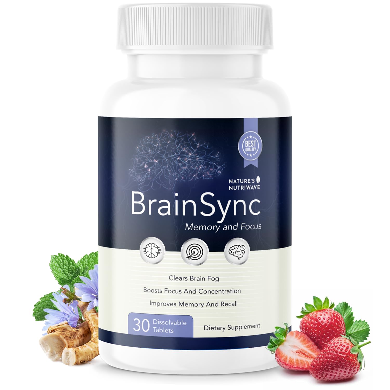 BrainSync Probiotic Supplement – Supports Daily Wellness & Gut-Brain Balance – 3.6 Billion CFU – 30 Dissolvable Tablets, 1 Month Supply