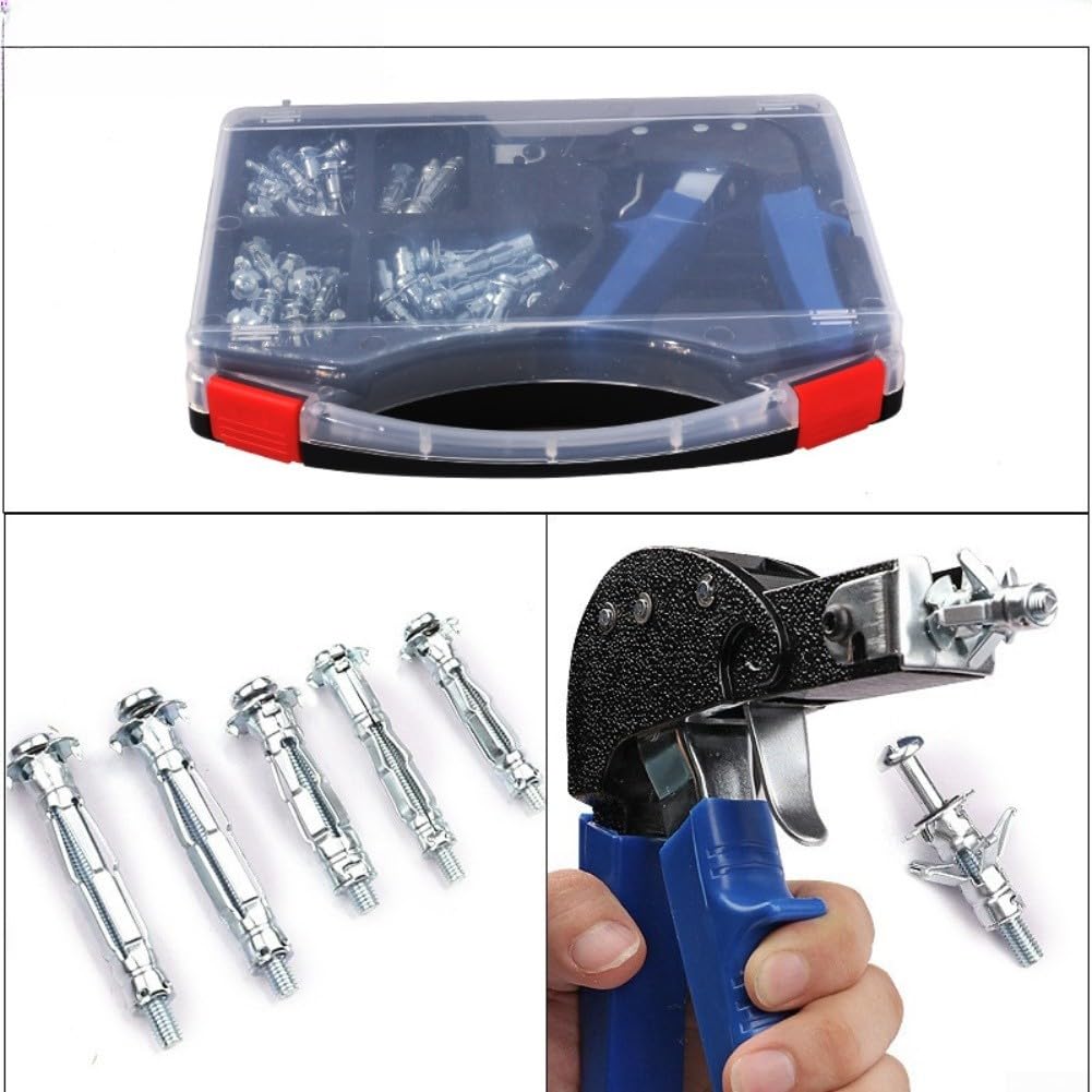 Ancoraggio a parete cava per cartongesso e intonaco in acciaio al carbonio, adatto per l'uso con aste per tende, lampade e appendiabiti (set da 72 pezzi)