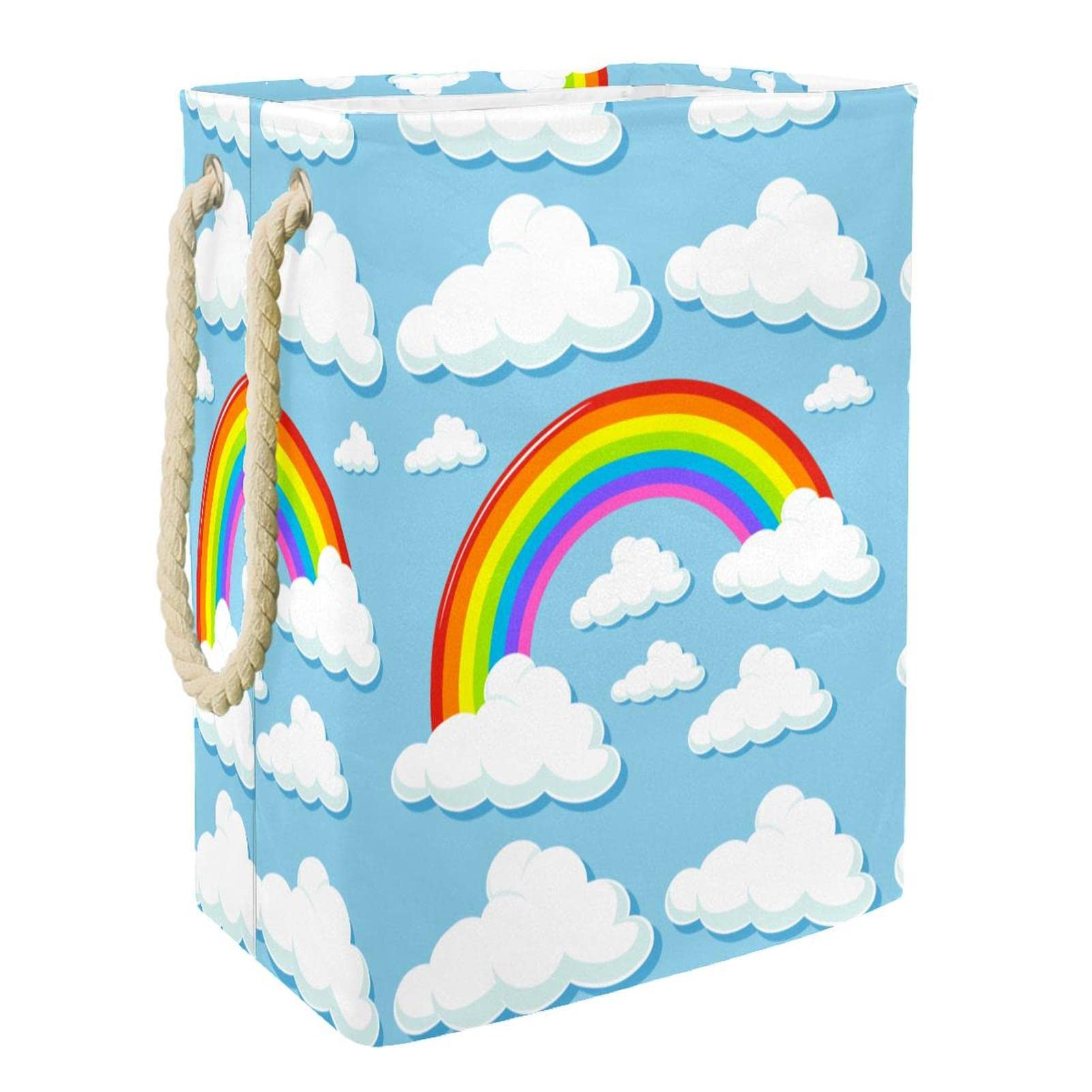 Panier à linge nuages arc-en-ciel : l'accessoire idéal pour ranger un dortoir ou une chambre