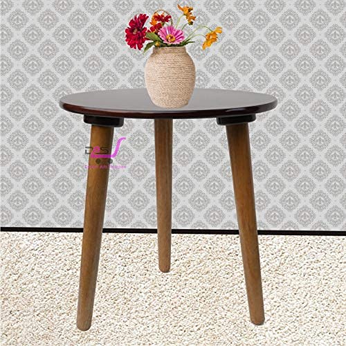 Image of Shoppee Fold-able Oval Shaped Side Table /Tea Coffee Breakfast Table (Brown Round)