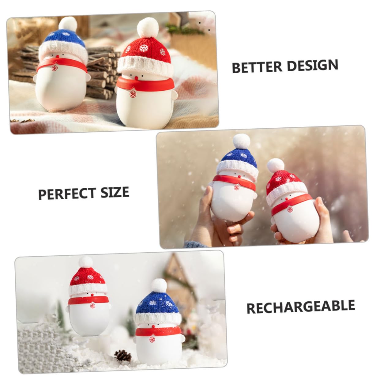 Toyvian Elektrischer Handwärmer mit USB-Aufladung Schneemann-Form Powerbank für Winter Durchblutungsförderung und Schmerzlinderung Tragbar und Sicher