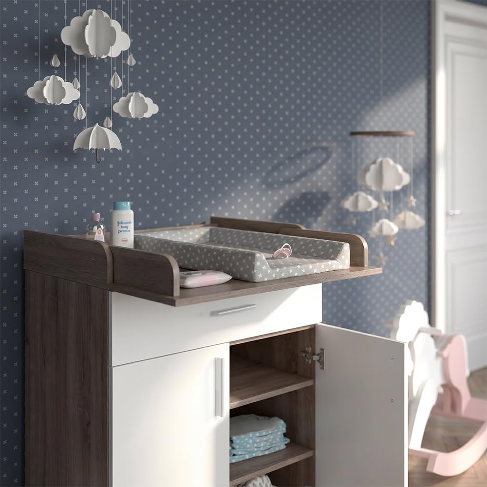 Vicco Fasciatoio Lena, Bianco/Sonoma, 75.2 x 101.5 cm, convertibile in comò normale dopo il periodo del fasciatoio