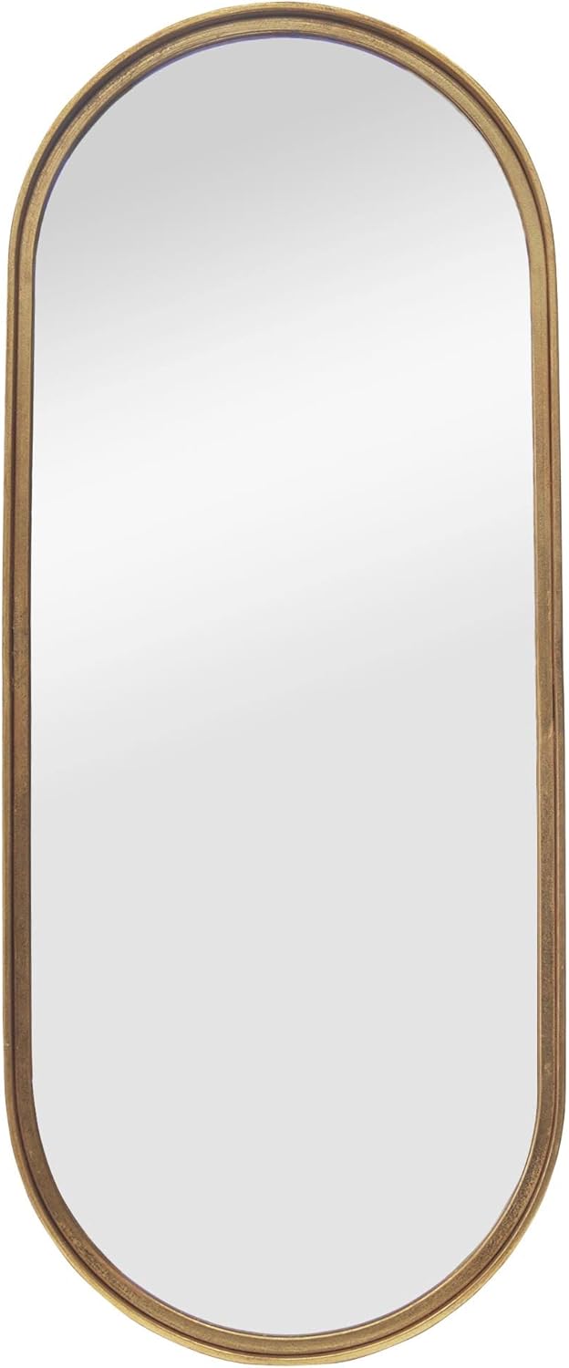 CreativeWise Oval Capsule Wall Mirror with Gold Metal Frame