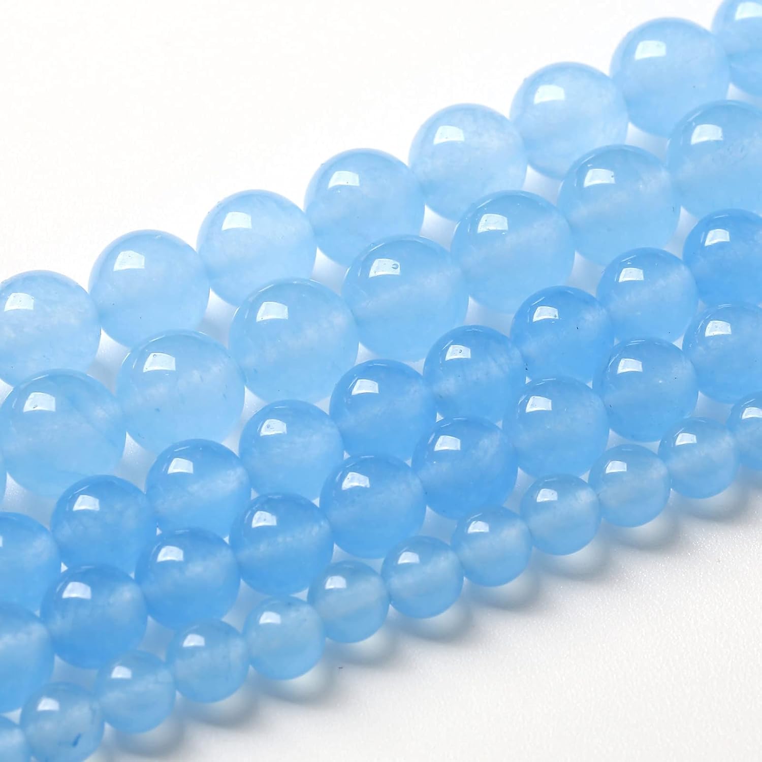 Blue Natural Chalcedony Aquamarines Stone Beads for Jewelry Making Round Jades Beads DIY Bracelet Accessories 6mm 61pcs Blue Aquamarine Chalcedony Jades 6mm