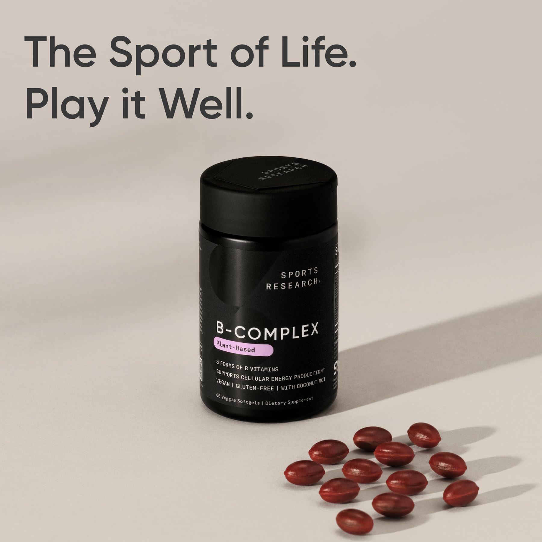 Sports Research® Vitamin B-Complex, 60 Count Plantgels™ — Amazon image 7