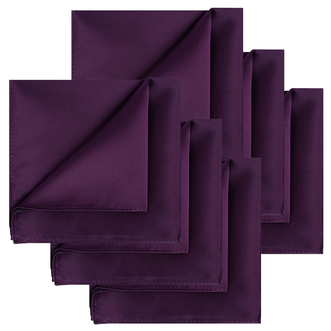 KissTies 6PCS Satin Pocket Square Plain Color Handkerchief Gift Set