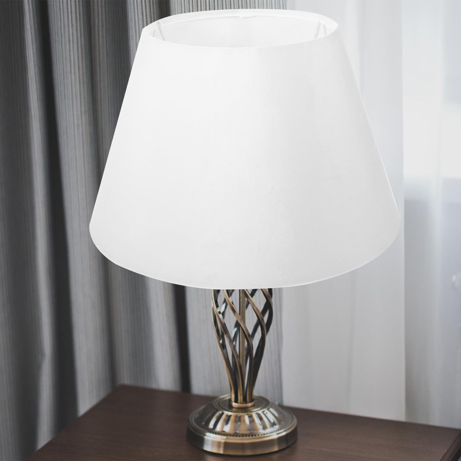 Pantalla de Lámpara para Escritorio y Salón Estilo Europeo, Material de Tela y Metal, Compatible E14 y E27, Resistente Acabado Delicado