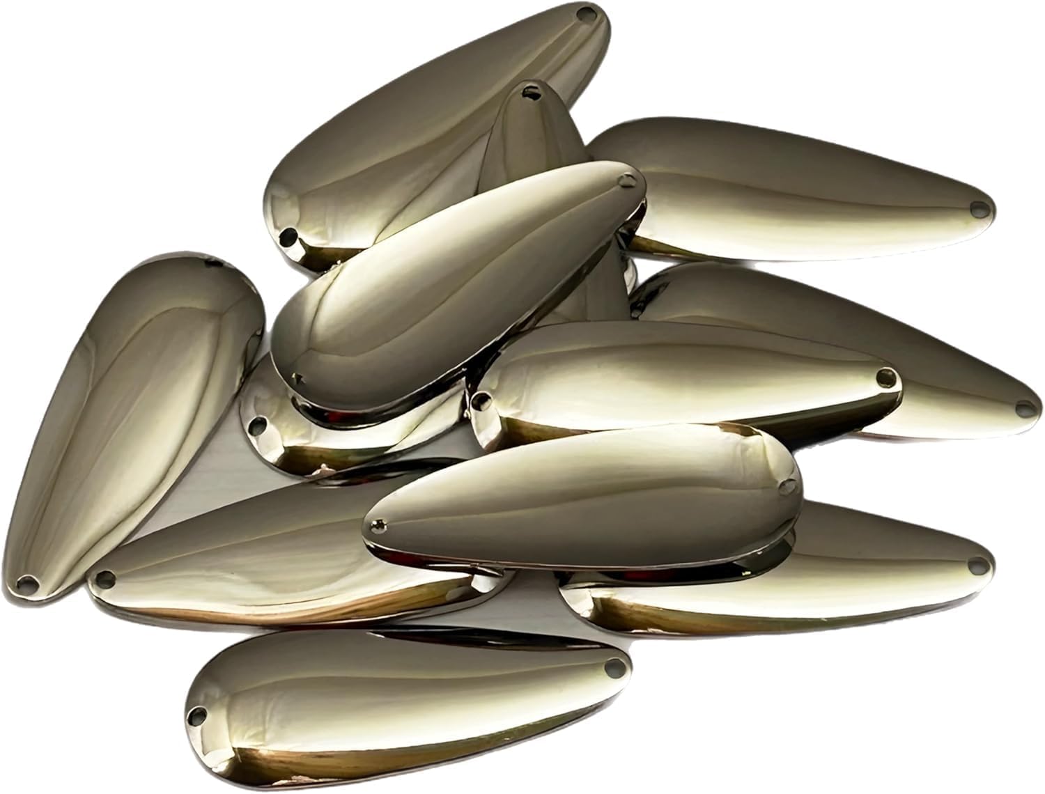 10 Pack of Premium Nickel Casting Spoons for DIY Lure Making Casting Spoons with a Brass Base, Nickel Finish Made in USA