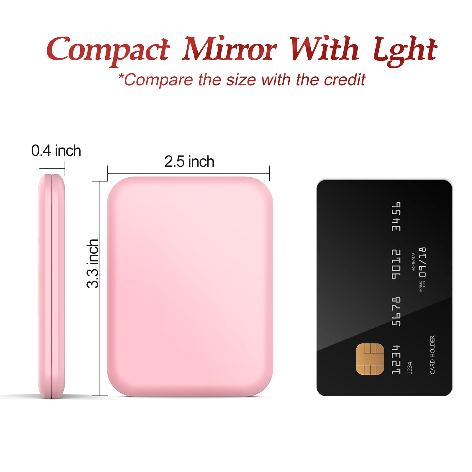 Specchio Portatile con Luce LED per Viaggio, Specchietto da Borsetta con Ingrandimento 1x/3x, Pieghevole Piccolo Specchio per Trucco per Portafoglio, Viaggio e Uso Quotidiano Ideale per a Regalo, Rosa