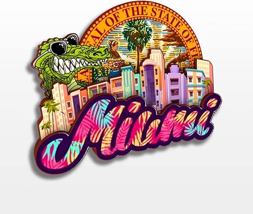 Imán de nevera de Miami, Florida, Estados Unidos, América, colección de madera, madera 3D, hecho a mano, recuerdos de la ciudad de viaje, imán para