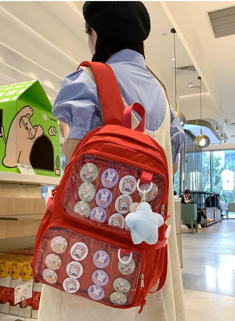 Ita Bag Cute Backpack for Women Men, Kawaii Y2K Itabag Lolita Daypack Trip Hiking Daypack Daily Use Bag (Red)