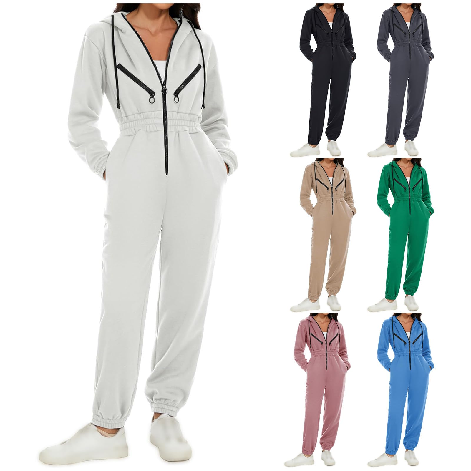 Jumpsuits for Women Casual One Piece Hoodies Zip Up Sweatshirts Jogging Sweatpants Rompers Pant Suits Dressy 2025