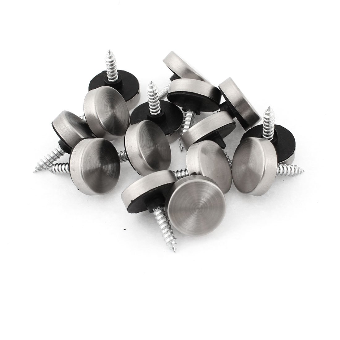 Aexit 15 Pcs quality Parts 16mm Dia Screw Cap Tea Table Mirror Nails Silver Tone Black Model:77as570qo481