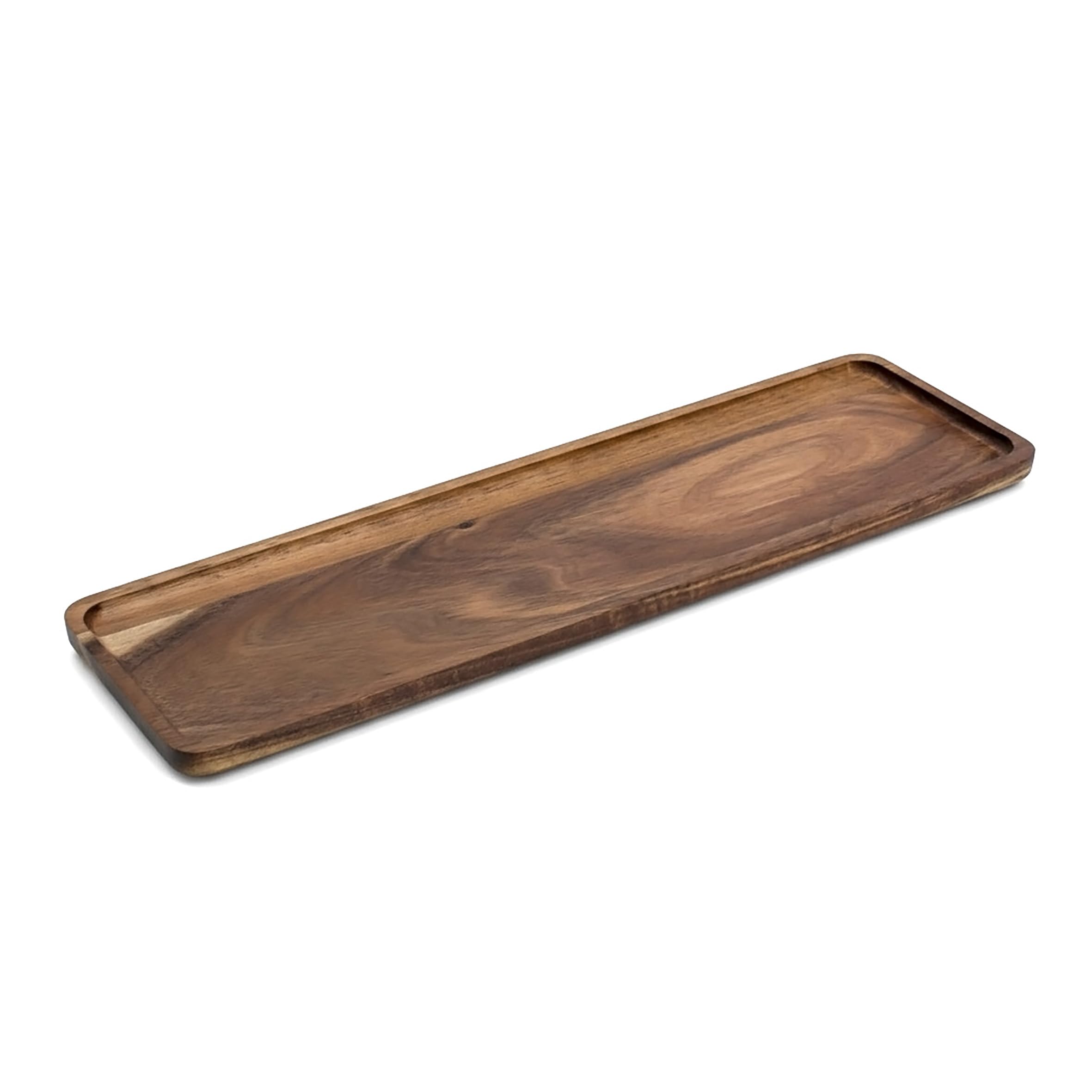 Vassoio decorativo in legno di acacia naturale – 60 x 15 cm – Piatto candela in legno massello – Vassoio per candele, vassoio in legno di acacia – Decorazione da tavolo per Natale Avvento matrimonio