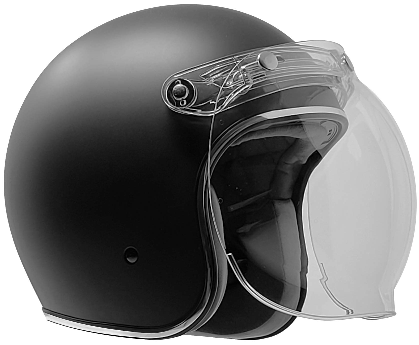 GDM RENEGADE Open Face Motorcycle Helmet 3/4 Vintage Matte Black (Clear Shield, Medium)