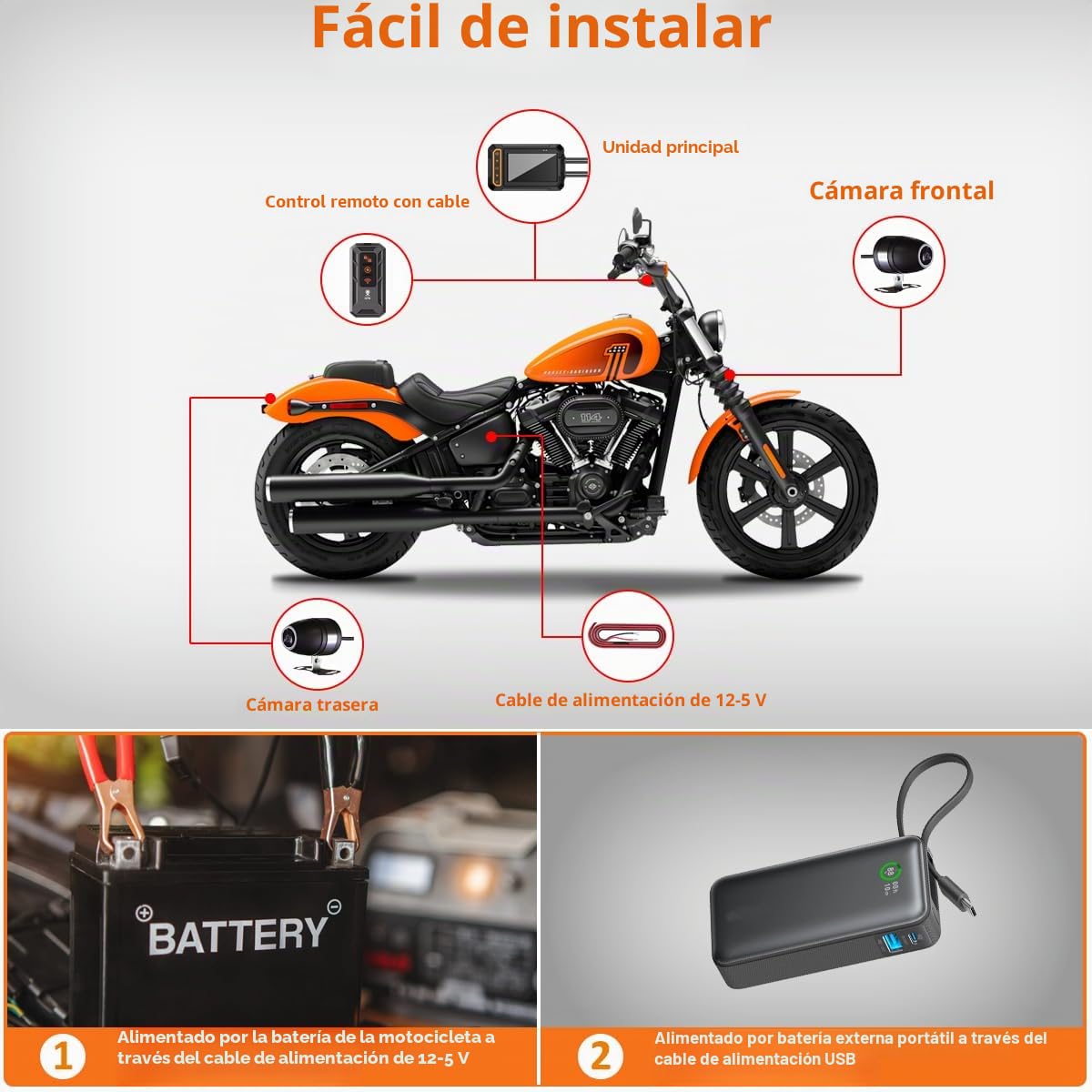 ydi Dashcam Moto Delantera y Trasera 1080P, Motocicleta Dash CAM Impermeable Doble Cámara Gran Angular 155 Grados con Pantalla de 3 Pulgadas, Wi-Fi, GPS, Control Remoto, Monitor de Aparcamiento