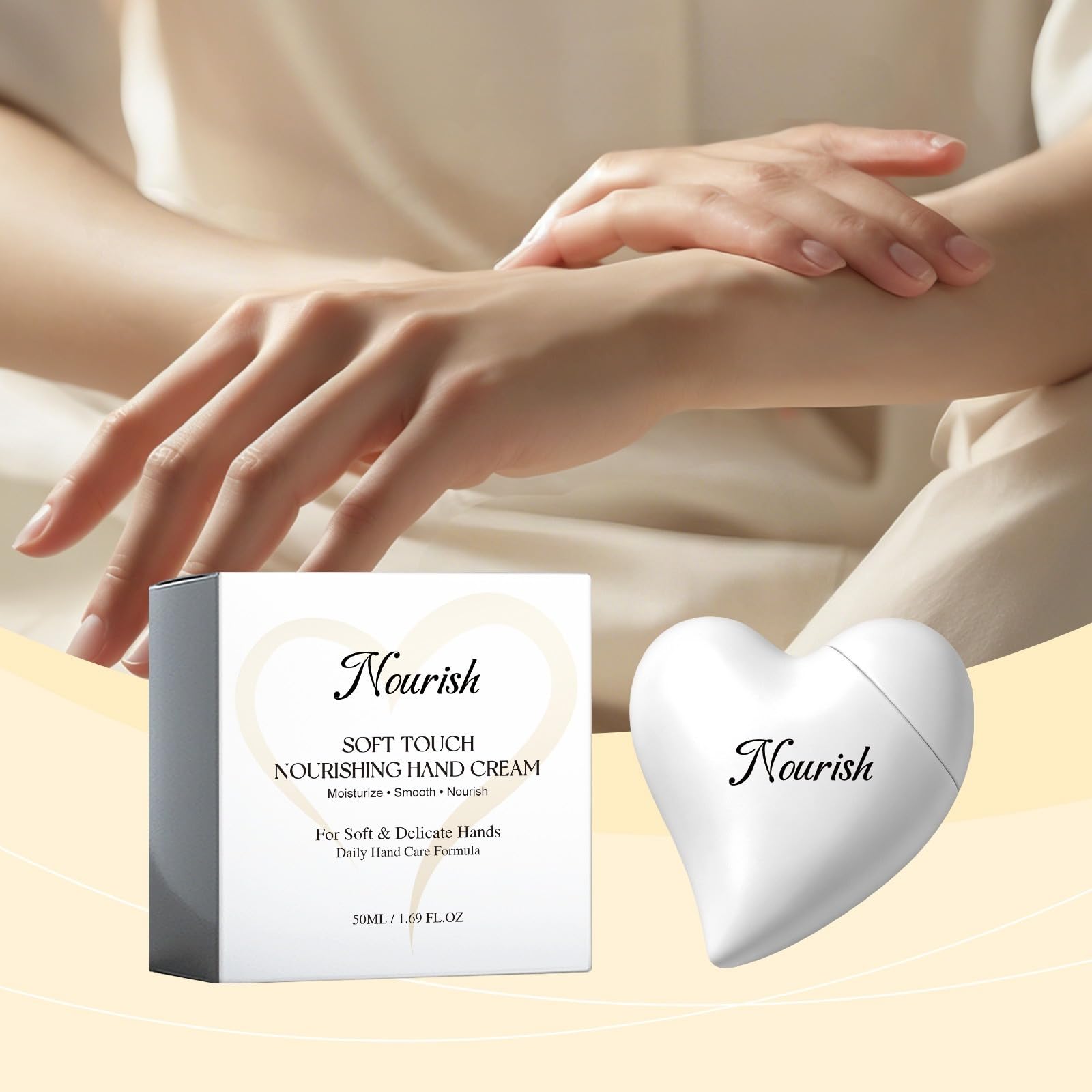 Crema de manos nutritiva con forma de corazón, 50 ml, cuidado hidratante para manos suaves | Crema de manos en embalaje de corazón de moda, fórmula nutritiva e hidratante para suavizar las manos secas a diario