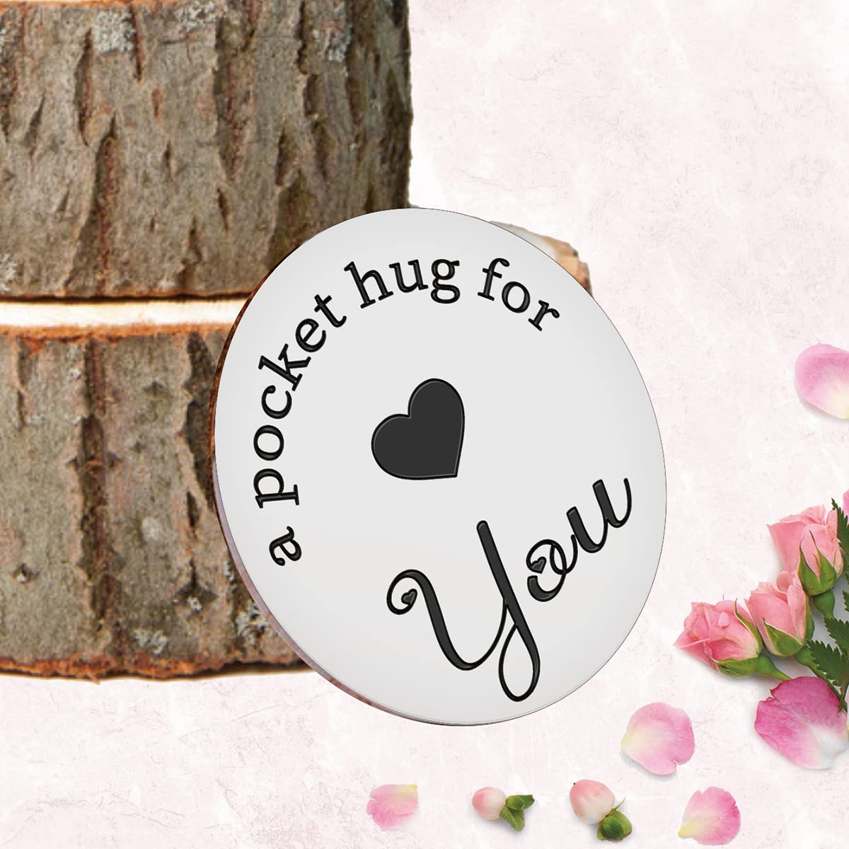 Pocket Hug Token – Edelstahl Andenken Für Tochter & Fernbeziehung, Doppelseitig Mit Herz