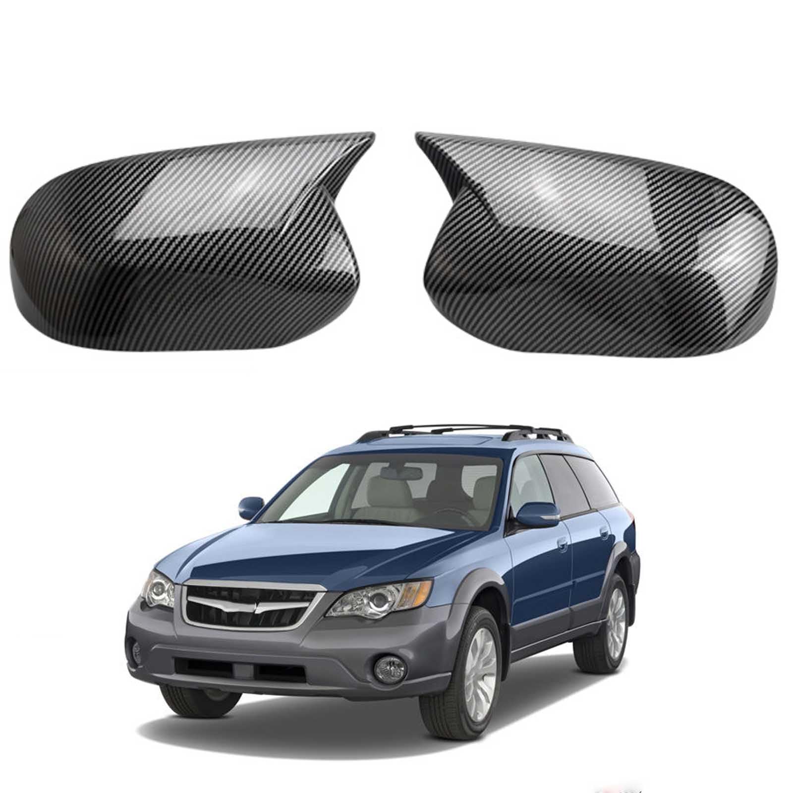 PAPEP Door Mirror Cover Caps for Subaru Outback 2008-2012, Left Right Side Wing Rearview Mirror Cover Lid 2 Pieces Exterior Styling Accessory,Carbon fiber texture