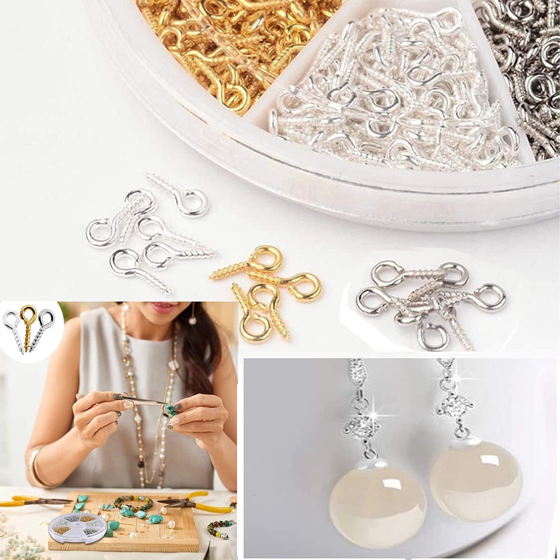 600 Viti Occhiello Per DIY | Ferro Antiruggine | 3 Colori | Per Gioielli E Crafts - Foto 9