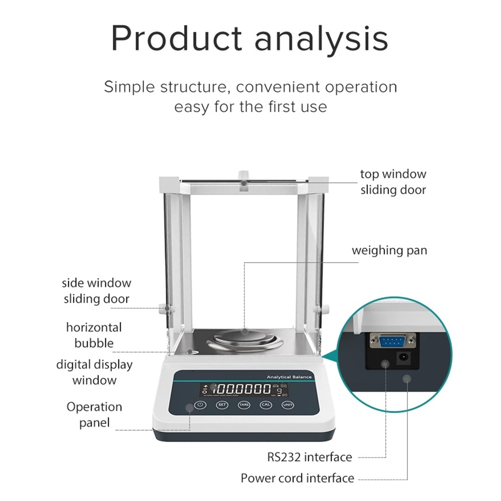 Básculas de laboratorio Balanza analítica Microbalanza digital Balanza electrónica de precisión 120 g 220 g Rango 0,0001 g Resolución Respuesta precisa(FA1204(120g 0.1mg))