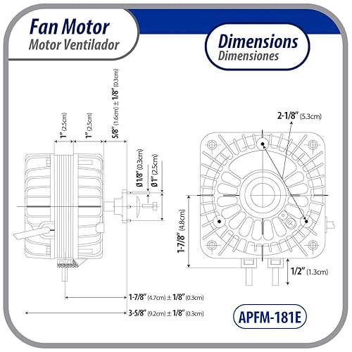 Miniatura 3 de Appli Parts APFM-181E 18W condensador de refrigeración y motor evaporador 115V 60Hz 1.10A 1450rpm incluye base y ventilador de aluminio de 10