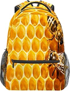 Mochila escolar para meninas meninos Mochila Abelhas na colmeia colmeia estudante Bolsa para livros de ombro Menino Menina Leve Durável Médio Ensino Bolsa de viagem Mochila de acampamento, Multicolorido, One Size, Clássico