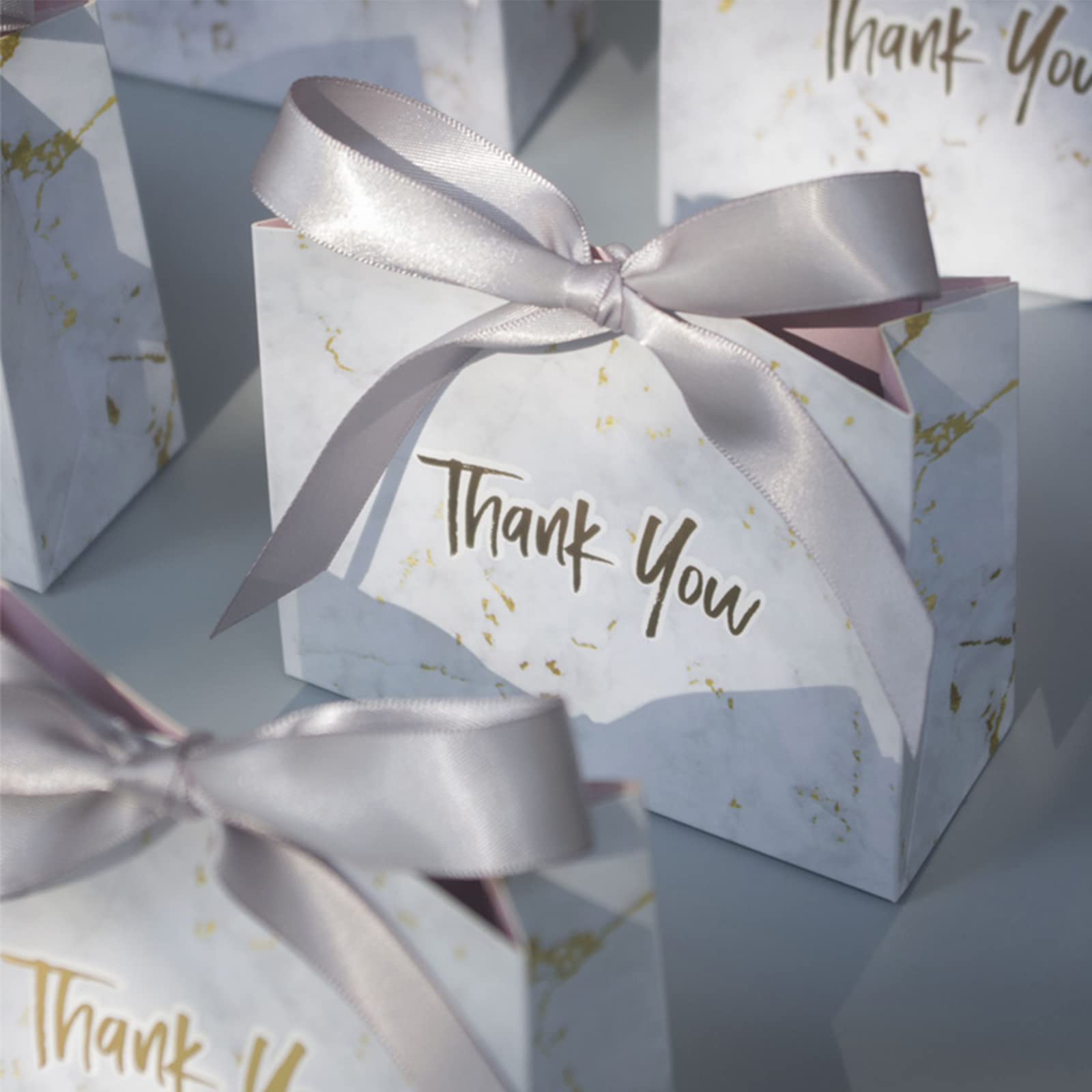 50 Stück Geschenktüte mit Schleifen Gastgeschenke, Hochzeits Geschenkbox, Danke Geschenktasche Papier, Papier Geschenkboxen für Geburtstag, Abschluss Feier, Hochzeit