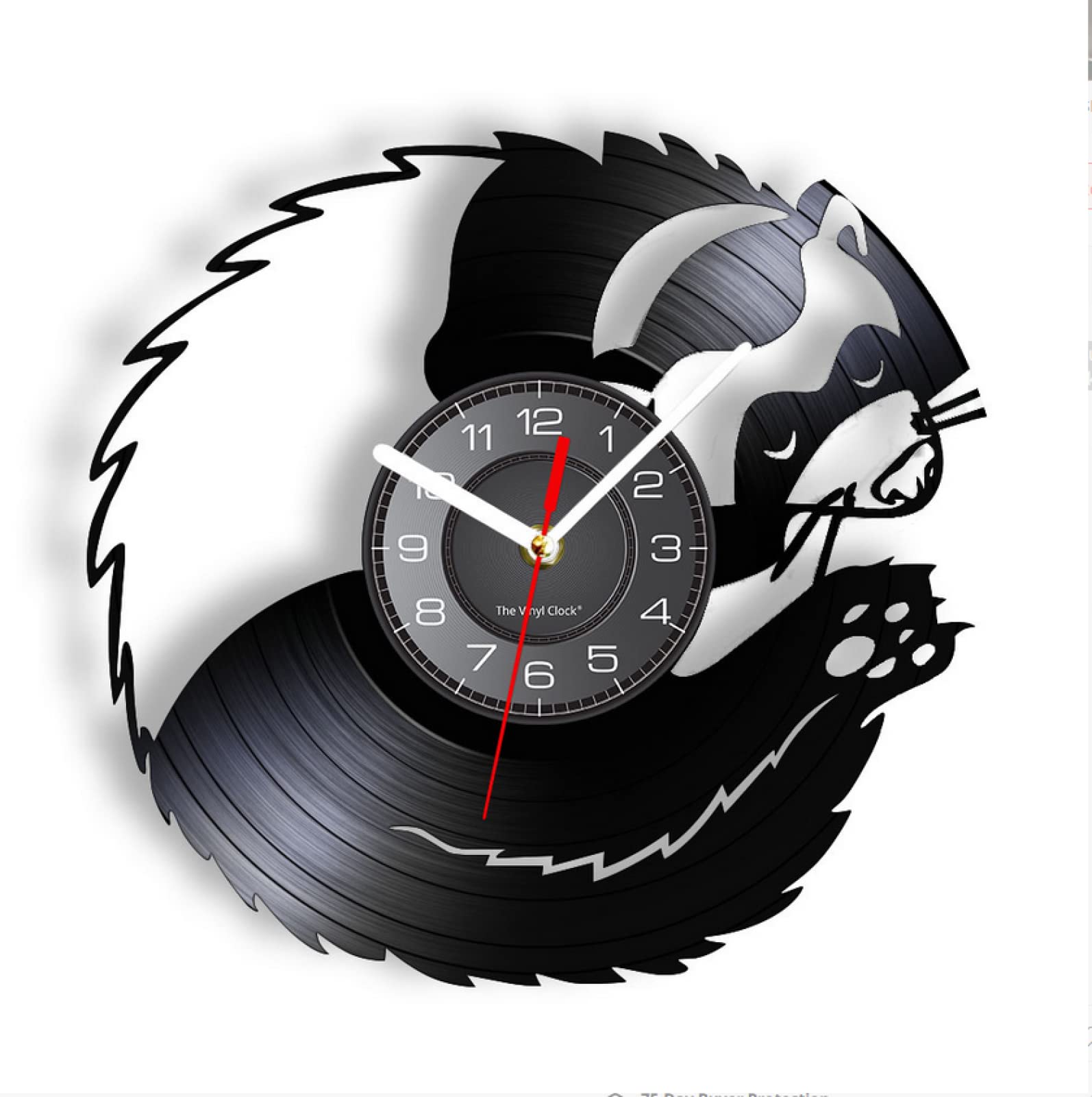 Guang trading12 Inch Wall Clock Wildlife Ferret Vinyl Record Wall Clock Woodland Animal Nursery Room Decor Wall Watch Carved Gramophone Music Record Clock