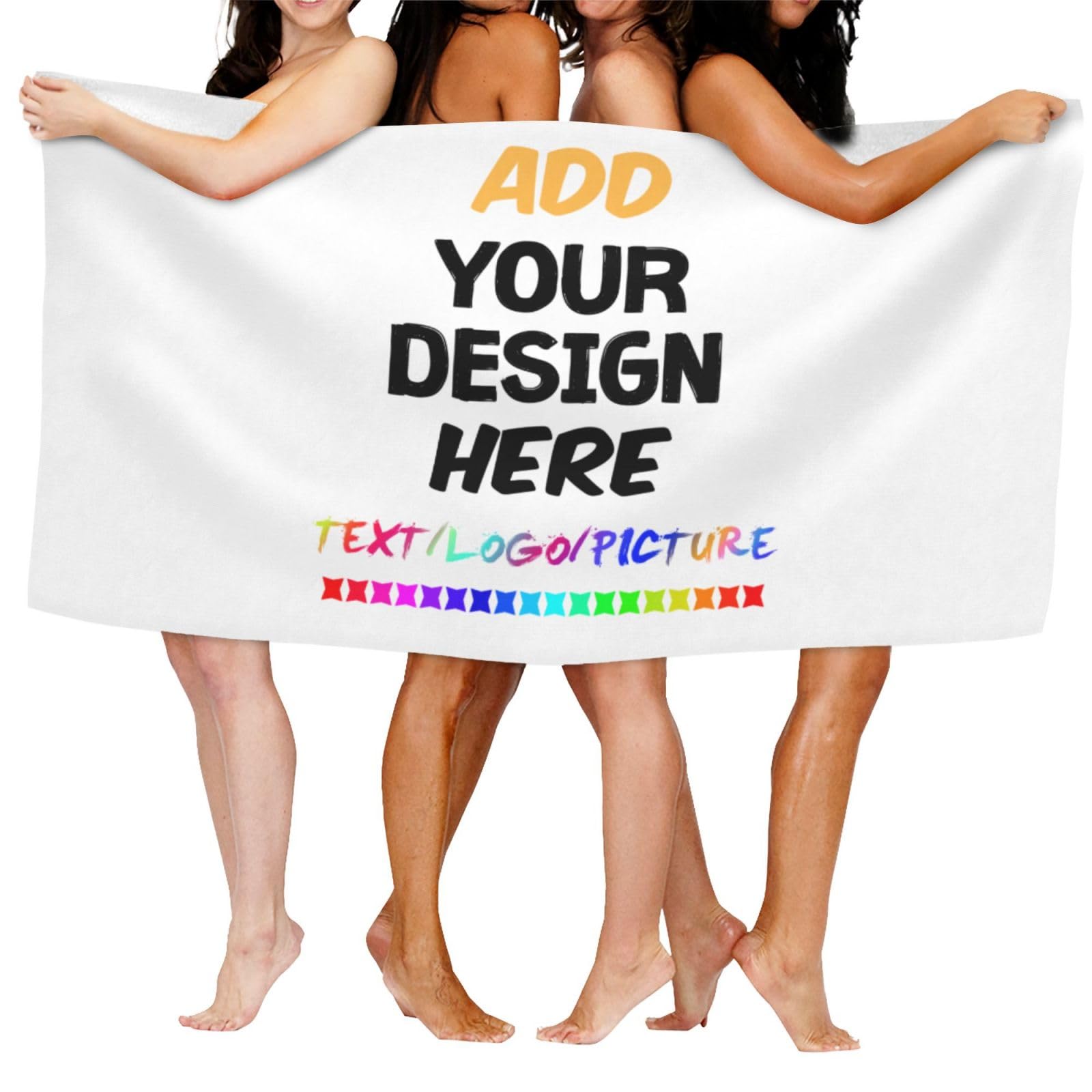 wxyzdq Custom Beach Towels with Picture Personalized Beach Towel Design Your Name Photo Logo Microfiber Quick-Dry Highly Absorbent Bath Towels for