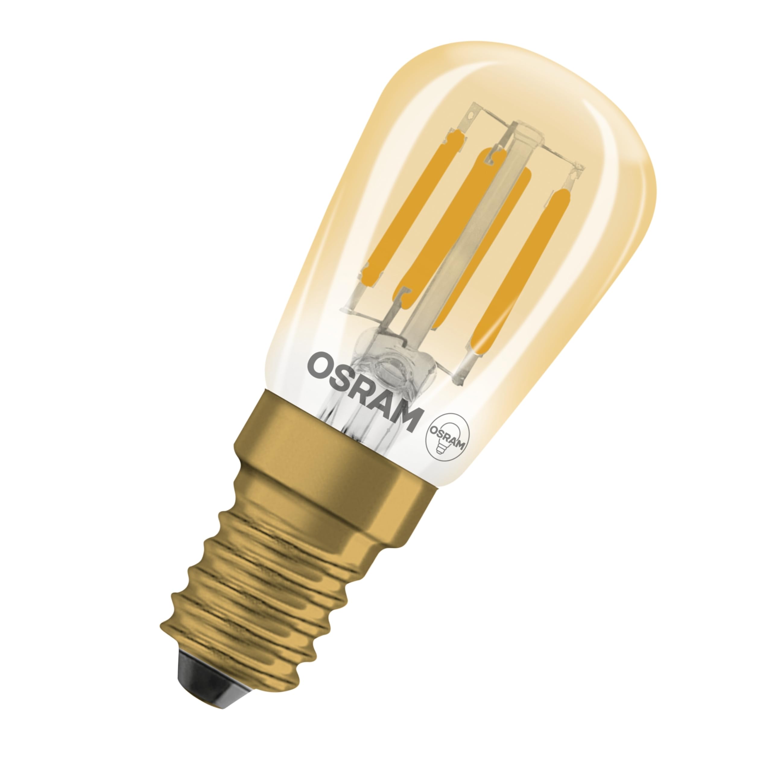 OSRAM LED Tube Vintage 1906 T26 Filament, 2.8W, E14, Gold, Clear, Recommended for Shelf Lighting, Mirrors, Linear Lighting Solutions, Accent Lighting in Display Cases