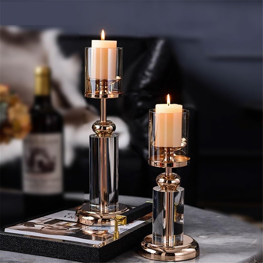 Portavelas Candelabro de Cristal for decoración del Porche la Sala Estar Decoración(Grande)
