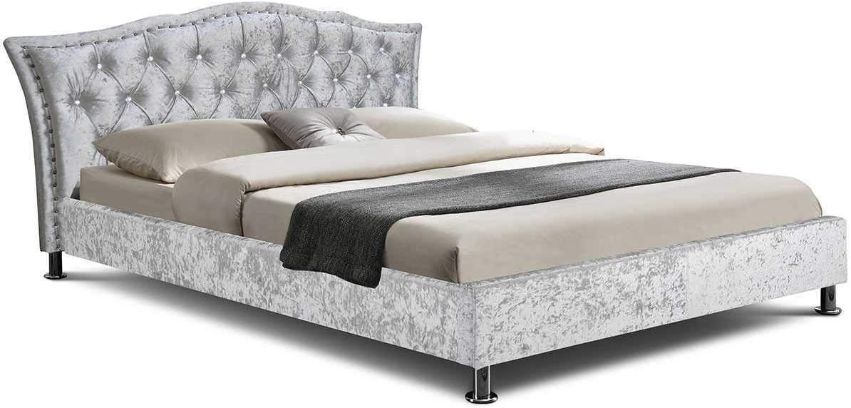 Dream Warehouse Silver Crushed Velvet Double Bed Amazon.co.uk
