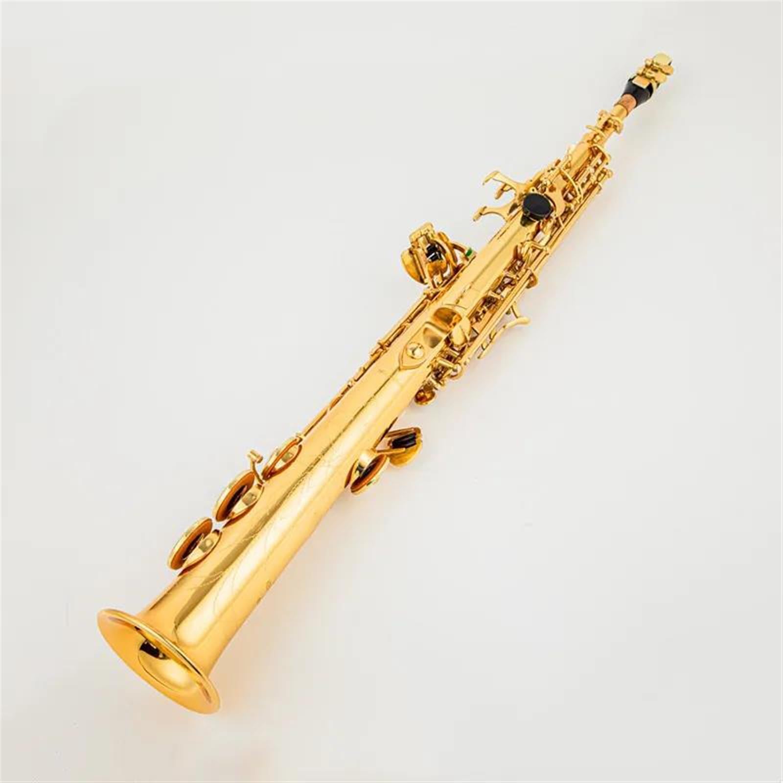Saksofon Mosiężny Prosty Sopran Bb B Płaski Saksofon Saksofonowy Instrument Dęty Drewniany Carve Wzór
