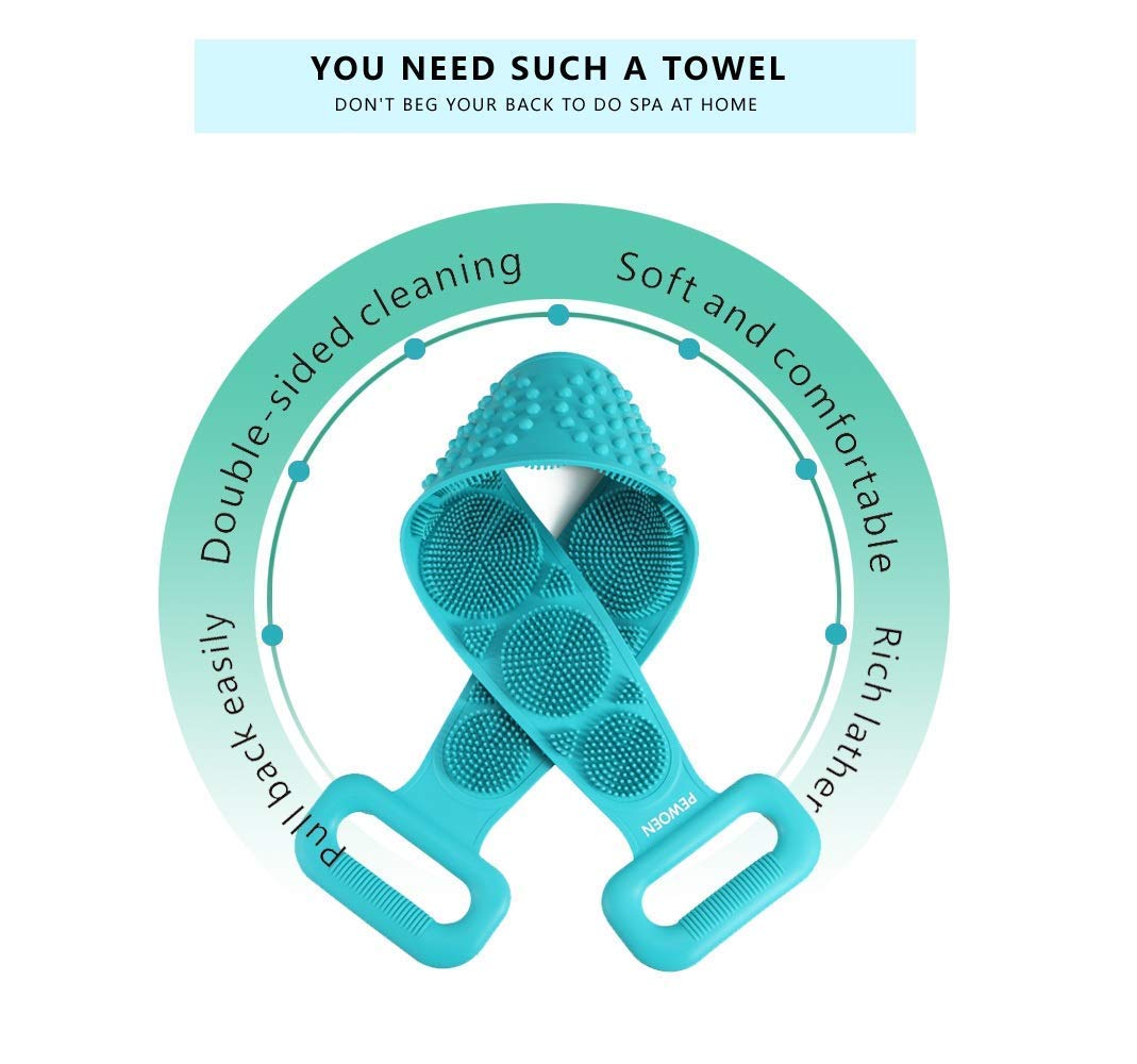 Jemei Silicone Body Brush Scrubber Double Side Back Cleaning Shower Strap for Comfortable Massage Bath TowelBack StrapSilicone Wash Belt Men Women Easy to Clean Suviya Exfoliating Long 4