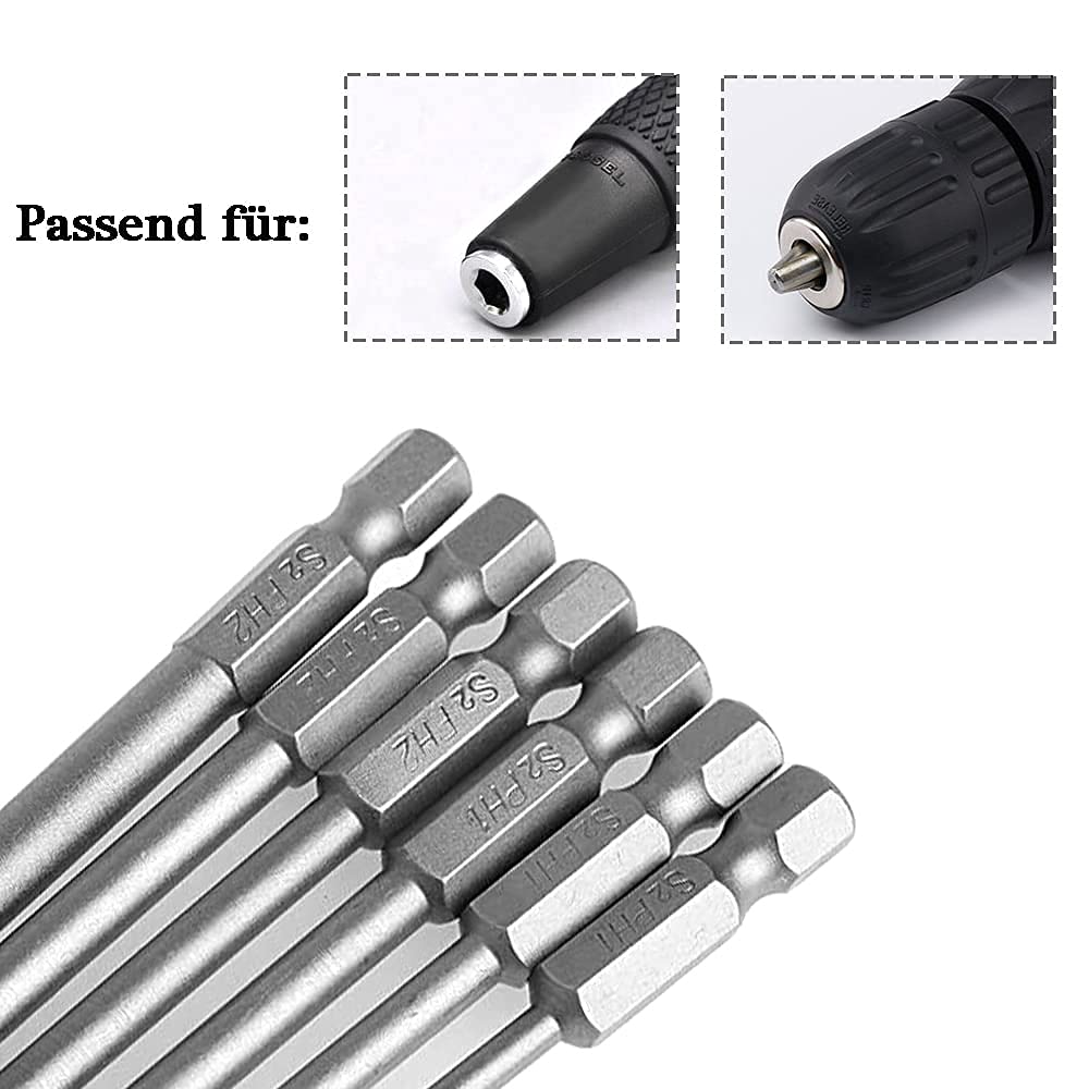 6-teiliges Kreuzschlitz-Bit-Set – 150 Mm Lang, Magnetisch, Für PH1 & PH2 – Perfekt Für Schraubendreher & Bohrmaschinen