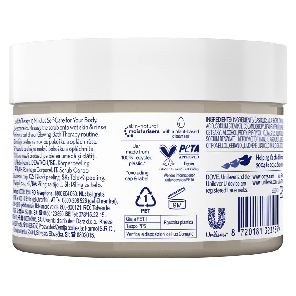 Dove Bath Therapy Glow Bodyscrub, dla promiennej skóry o zdrowym blasku, 295 ml
