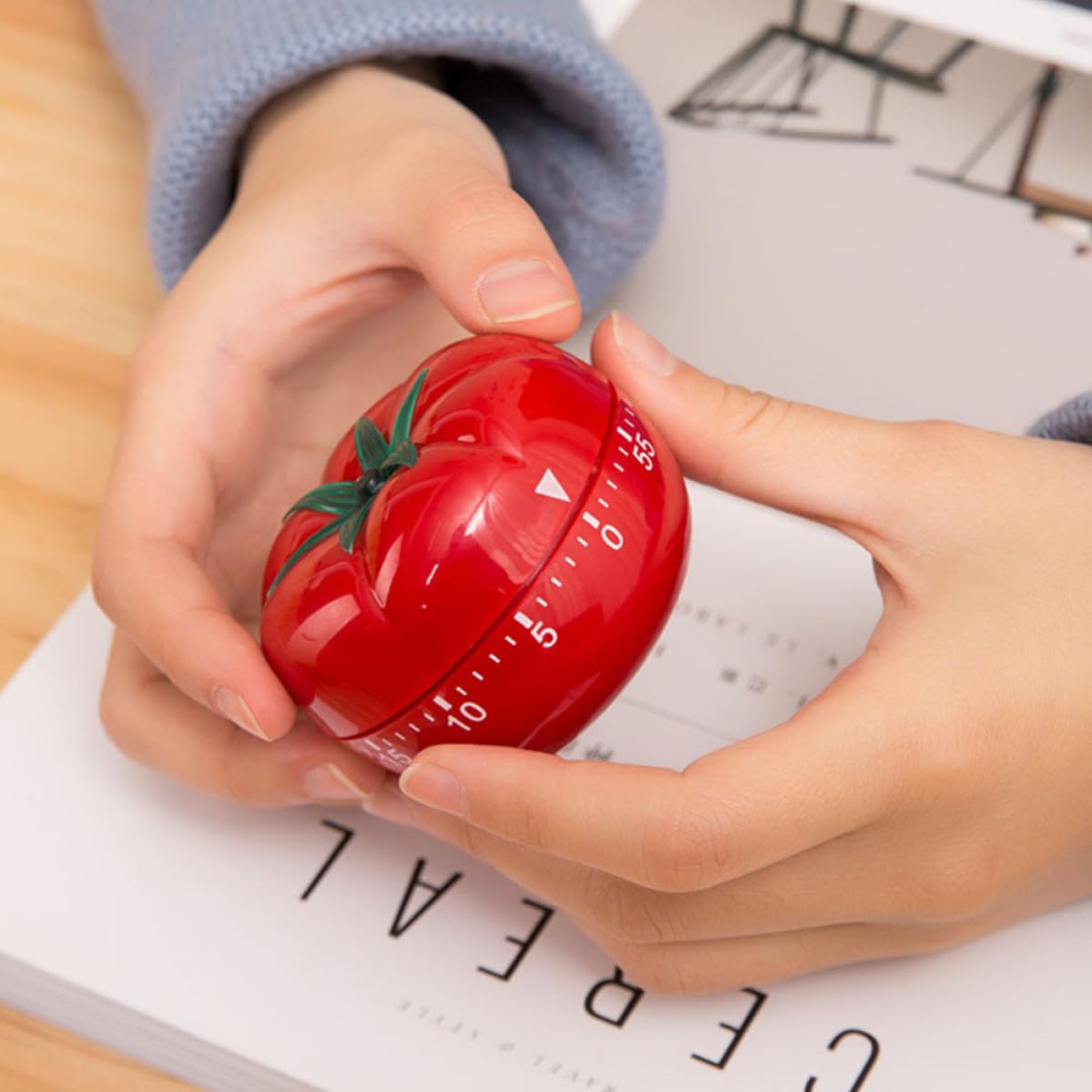 UKCOCO Mechanischer Küchentimer Praktischer Küchentimer in Tomatenform 2 Stück aus Pp Batterie mit Alarm für Präzise Garzeit Beim Kochen